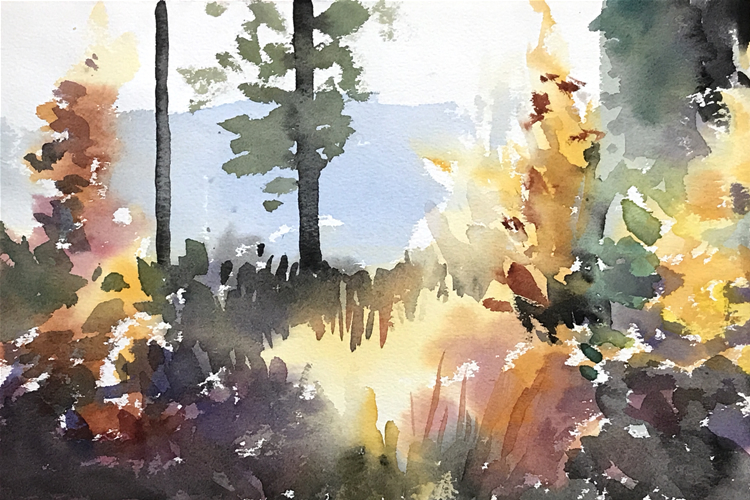 Aquarell (Lea Joos): Herbstwald