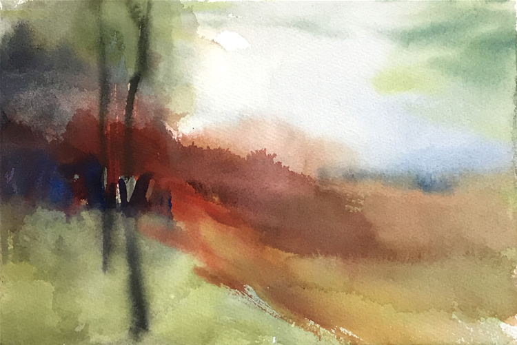 Aquarell (Lea Joos): Abstrakte Landschaft